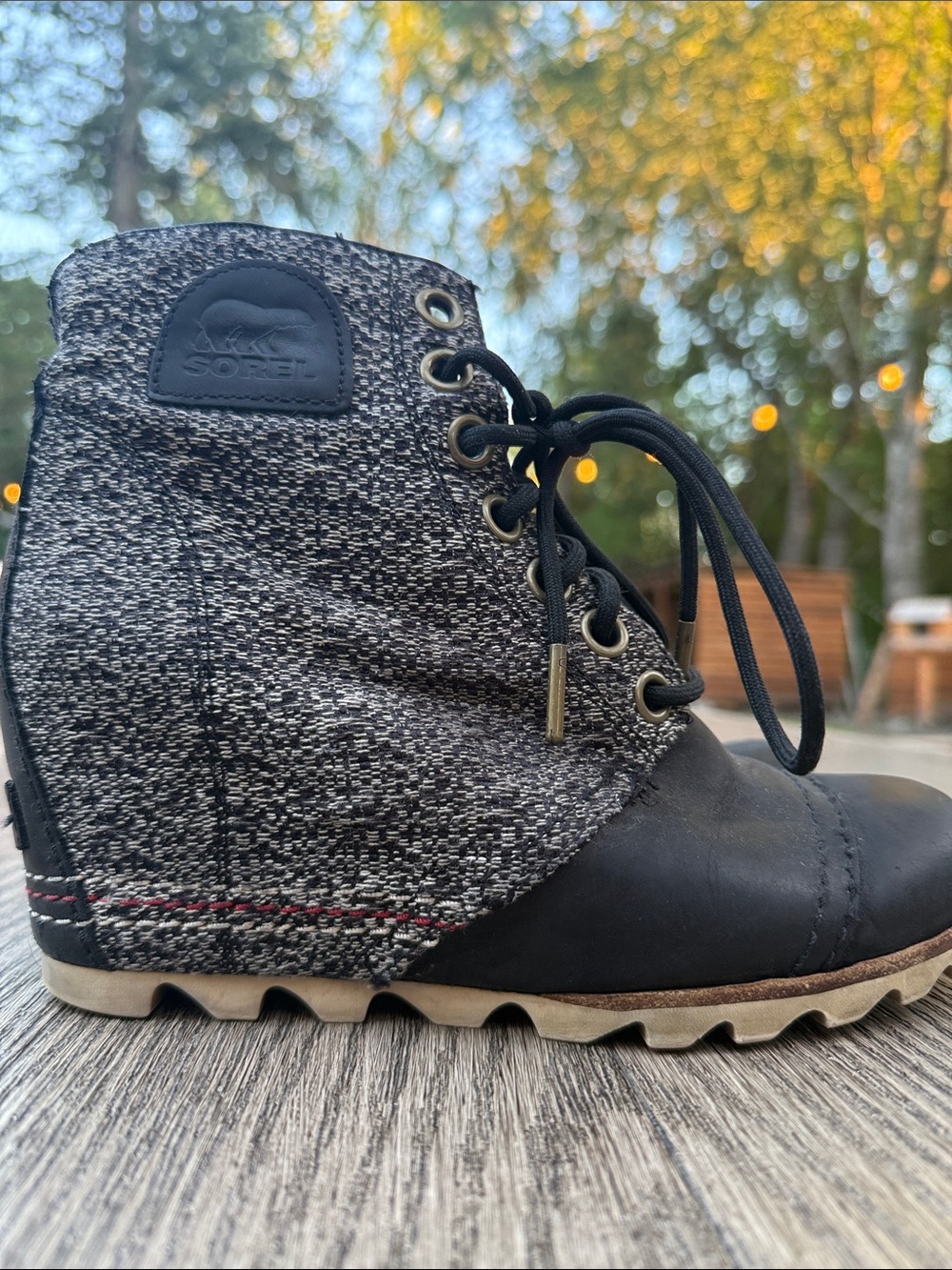 Sorel Gray and Black Lace-Up Women's Boots - Picture 3 of 7
